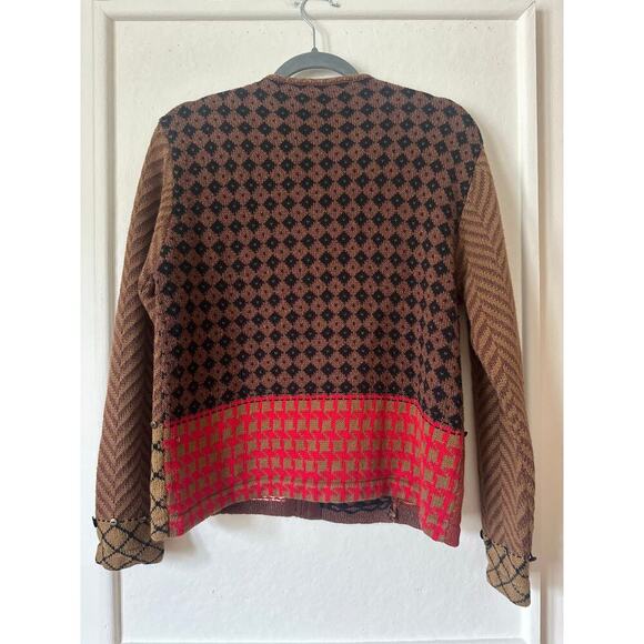 Susan Bristol Scottie Dog Cardigan M Patchwork Sweater 2001 Hand Embroidered - Picture 2 of 7